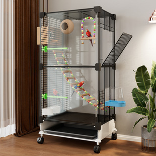 Bird Cage Parrot Cage Household Large Tiger Skin Black Phoenix Peony Starling New Luxury Villa with Breeding Box