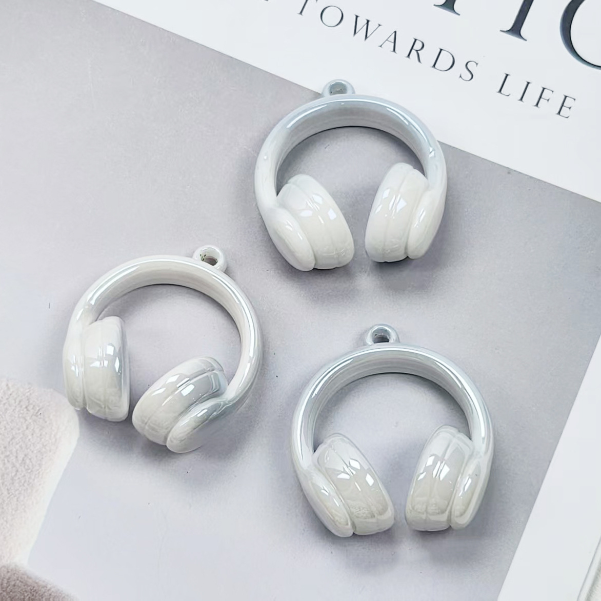 アクリルペイント 2 色グラデーションヘッドフォンビーズぶら下げ穴ビーズ diy 携帯電話チェーンペンダントネックレス素材ジュエリーアクセサリー