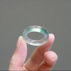 天然翡翠リング レディース ユクルリ翡翠 Aグレード ハイアイスグリーンフラワー翡翠リング 無地リング 本格テールリング