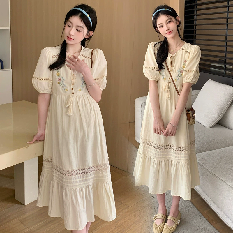 Summer ethnic dress, skirt for pregnant, with embroidery, ethnic style