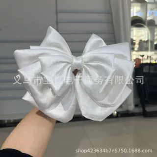 氛围感立体大蝴蝶结发饰 哑光绸缎双层设计日常通勤百搭盘发夹子