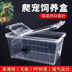 爬宠饲养盒地蜘蛛角蛙蜥蜴蜗牛螳螂躲避造景两栖爬虫带晒台饲养箱
