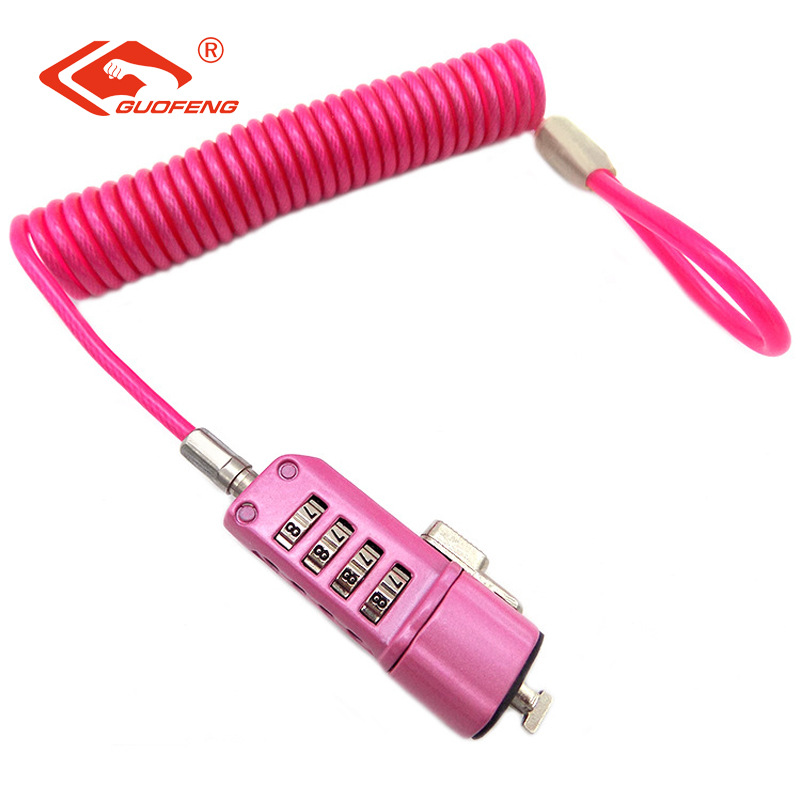 Fabricante al por mayor cerradura de computadora portátil cuña agujero 4 cerradura de cable de acero cerradura de contraseña de computadora portátil