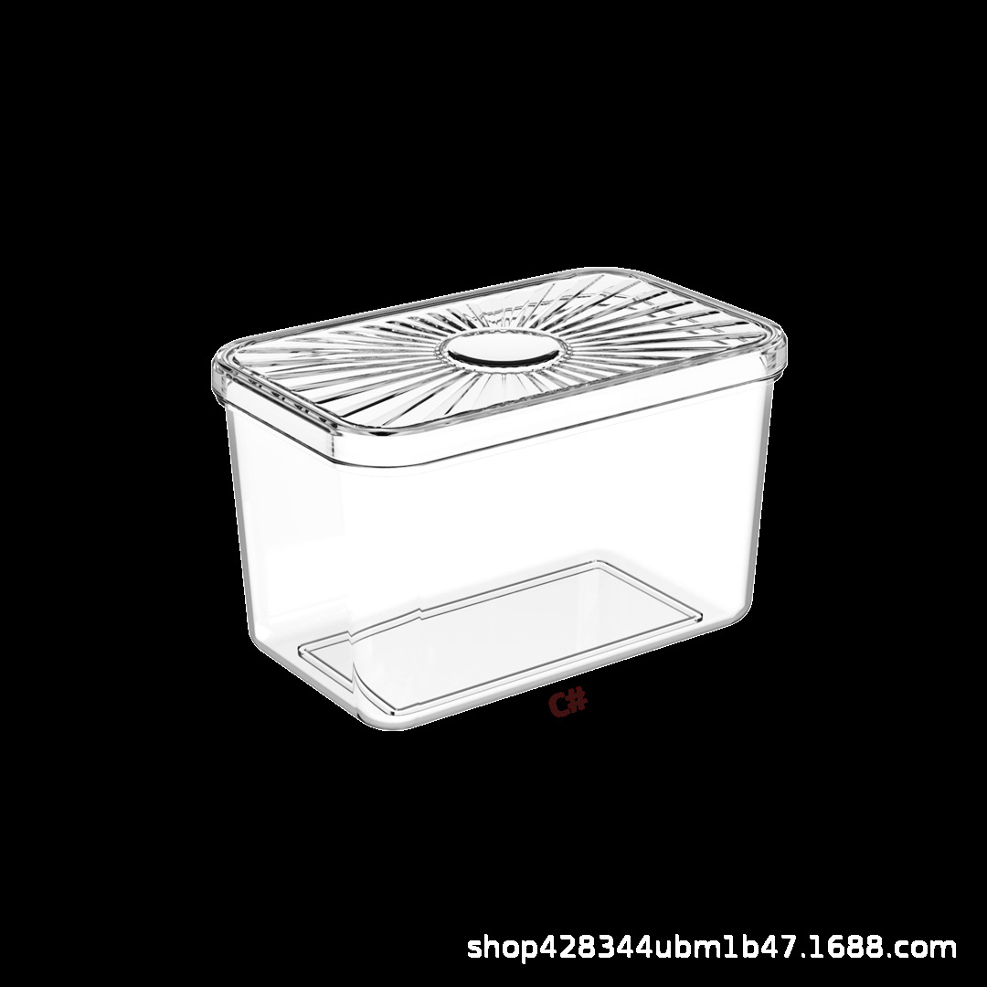 Transfronterizo Amazon caja de almacenamiento de conservación fresca transparente tipo cajón con tapa de plástico rectángulo refrigerador doméstico acabado de frutas y verduras