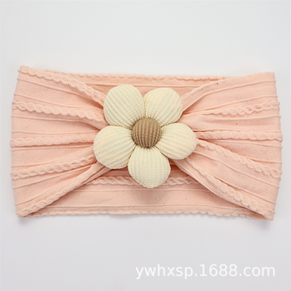 Diadema elástica para bebés, flor de cinco pétalos, accesorio suave para recién nacidas