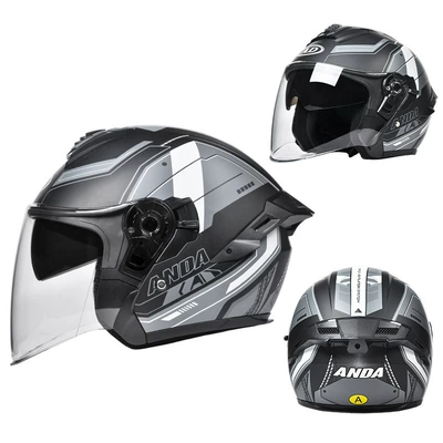 Ad Electric Motorcycle Helmet for Men and Women, All-Season Universal Half Helmet, 3C Certified Motorcycle Three-Quarter Riding Helmet (Motorcycle Safety Supplies) - gundam-mecha-3c-certified-class-a-high-definition-mirror-one-size-fits-all-suitable-for-head-circumference-55-62