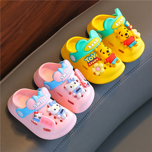 Children's Cartoon Croc Shoes Summer Indoor and Outdoor Little Boy Soft Sole Non-Slip Children's Home Baby Bath Sandals