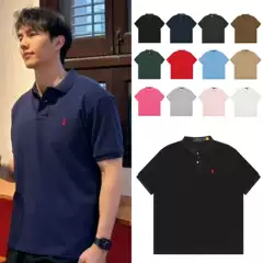 RL Ralph Lauren Horse Logo Embroidered Two-Button Polo Shirt Relaxed Old Money Short-Sleeve Tee Unisex Casual Top