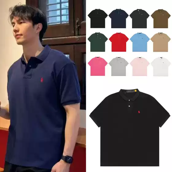 RL Ralph Lauren Horse Logo Embroidered Two-Button Polo Shirt Relaxed Old Money Short-Sleeve Tee Unisex Casual Top