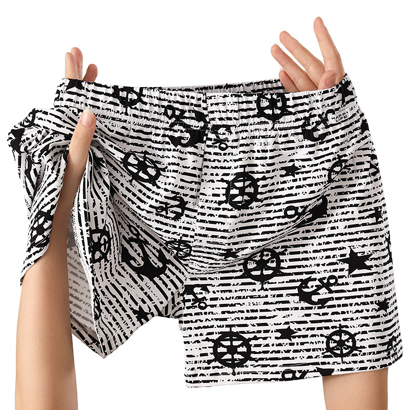 Pantalones Aro, ropa interior de algodón para hombre, pantalones cortos sueltos para el hogar, pijamas gordos, pantalones grandes de algodón, ropa interior de cuatro esquinas para hombre