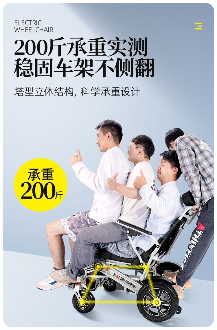 German Kalaibao electric wheelchair for elderly and disabled people, suitable for two-person travel, intelligent, foldable, fully automatic, and reclining
