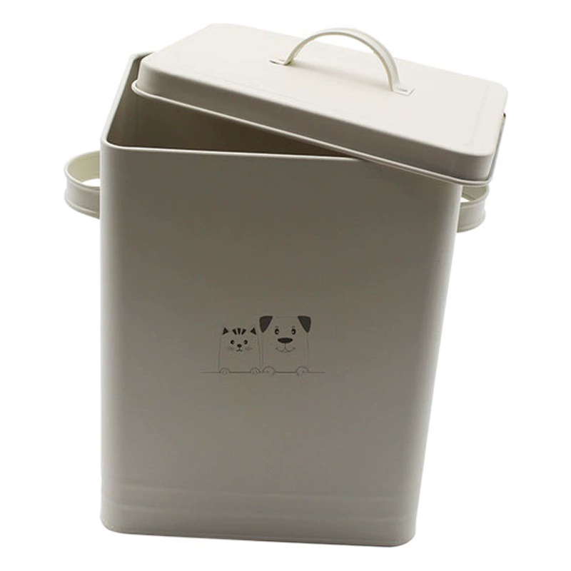 Металлическое ведро для хранения зерна для домашних животных с ложкой Влагостойкое ведро для хранения корма для кошек и собак Ведро для корма для кошек Оцинкованное железное ведро для корма для собак