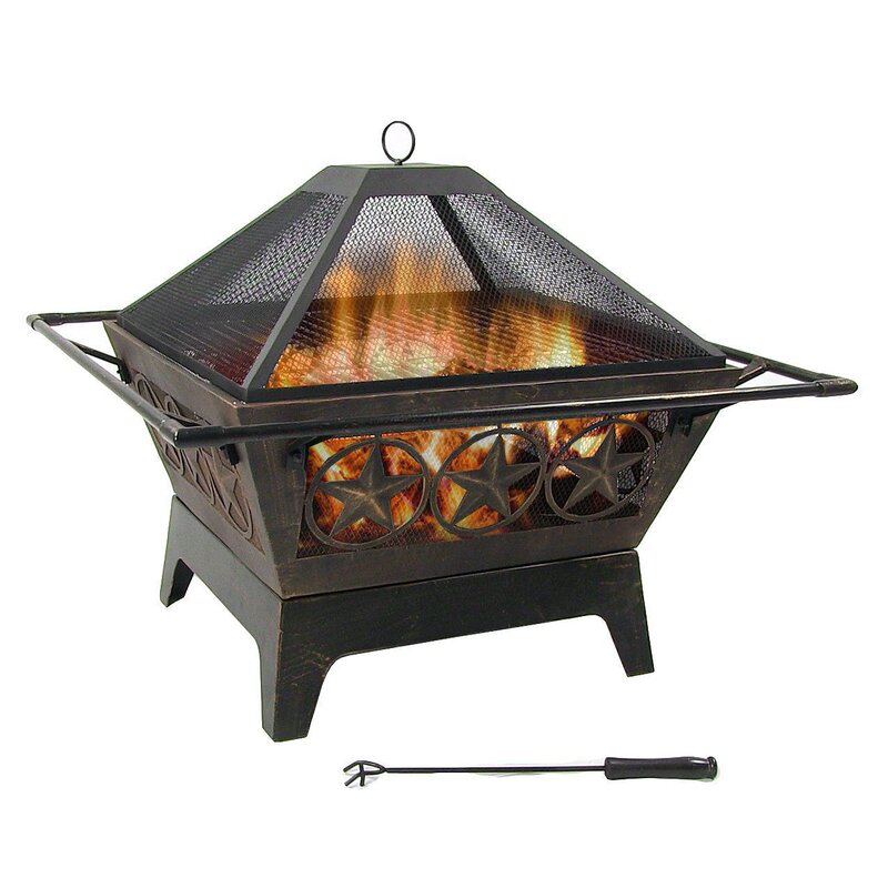 Outdoor Wooden Burning Fire Pit with Barbecue Grill, Spark Screen, Winter Heating Stove for Outdoor Garden Barbecue