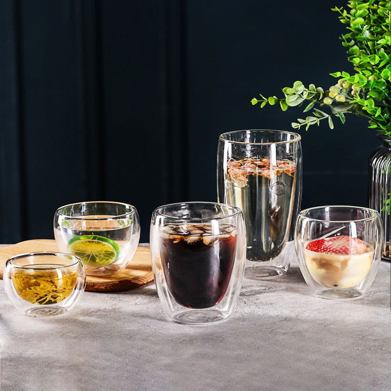 Cross-Border Glass Egg-Shaped Cup, Transparent High Borosilicate Juice Milk Tea Cup, Double-Layer Insulated Milk Drinking Cup, Beverage Cup