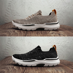 【工廠直銷】跨境大碼樂福鞋男透氣飛織網鞋一腳蹬厚底老北京布鞋