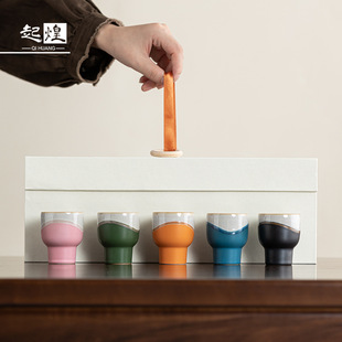 The Japanese-style Gradient Five-cup Hand-held Cup Ceramic Exquisite Birthday Gift Ceramics Cup High Color Value