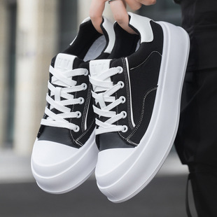 Fashion Thick-Soled Canvas Shoes 2025 Summer New Versatile Sneakers Lightweight Breathable Thick-Soled Trendy Casual Men's Shoes Cross-Border