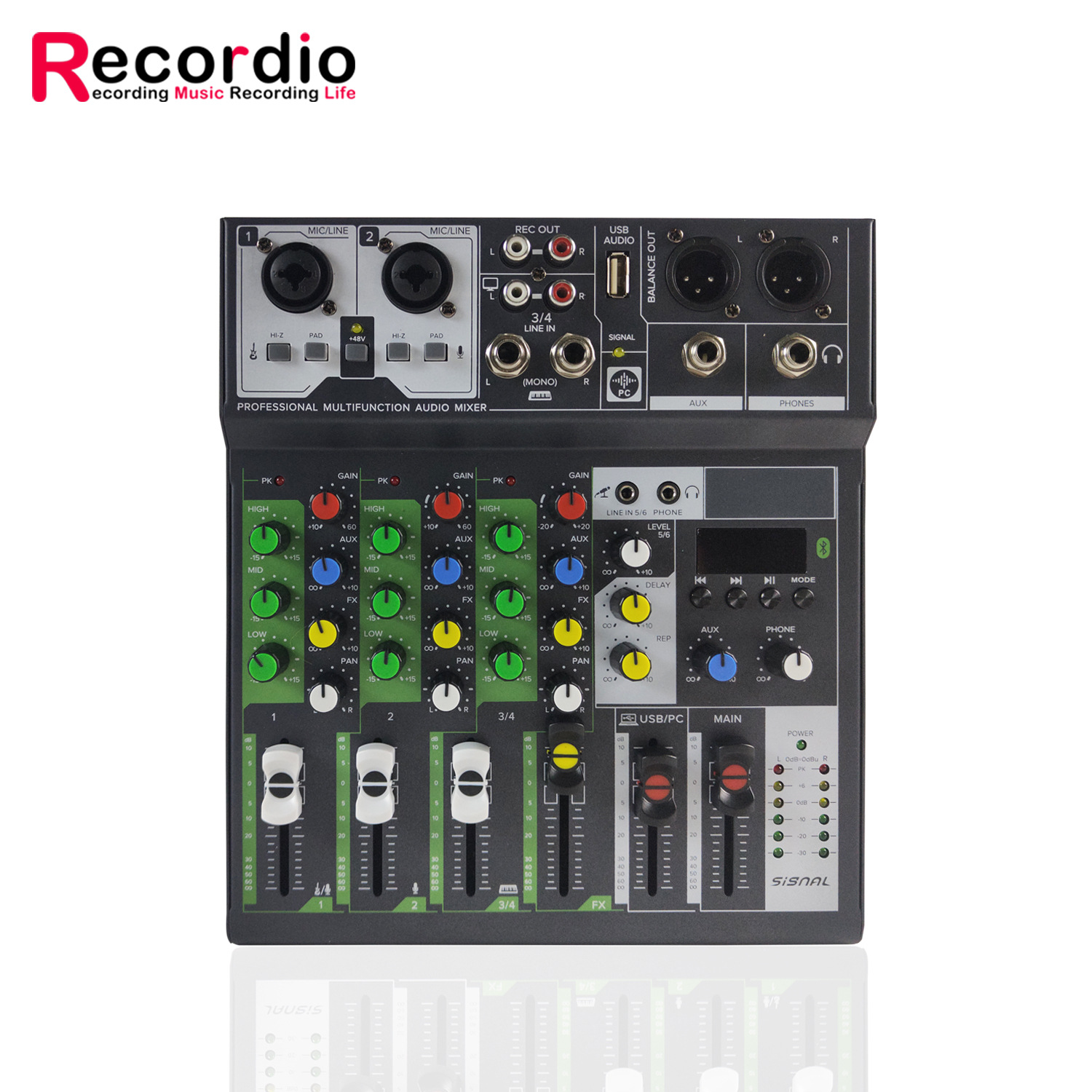 GAX-6BT 小6路蓝牙小调音台内置48V供电舞台吉他功放播放器混音器