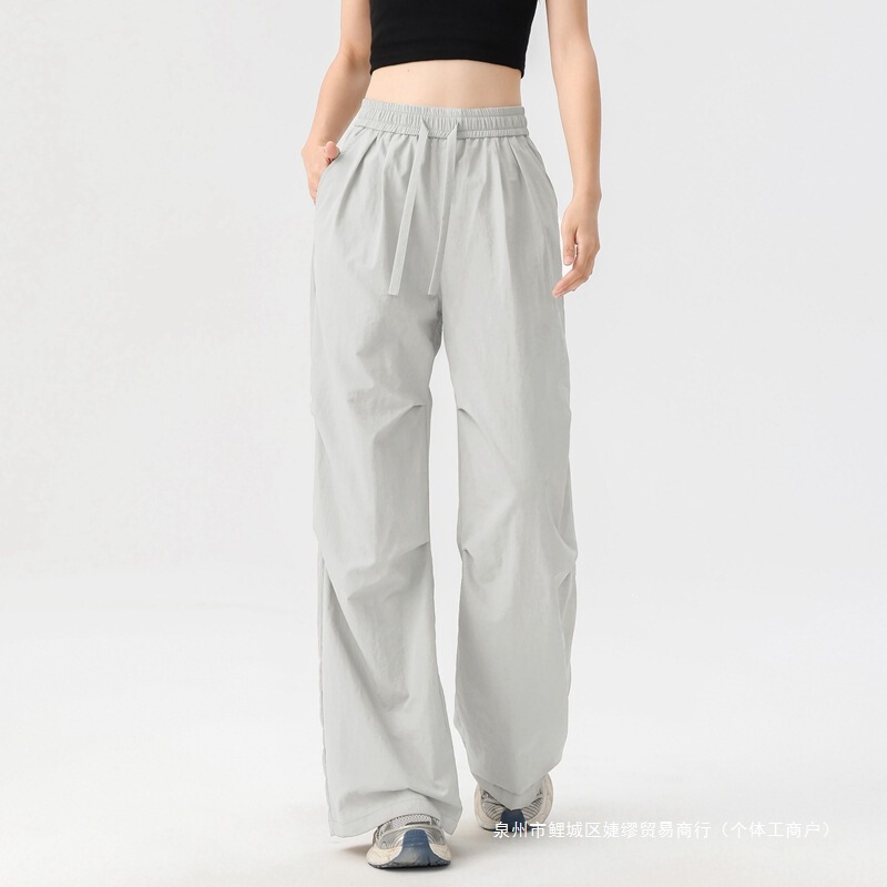 Cross-Border Summer Thin Pants Ice Silk Cotton Cool Casual Long Pants Outdoor Sports Loose Casual Couple Straight Pants