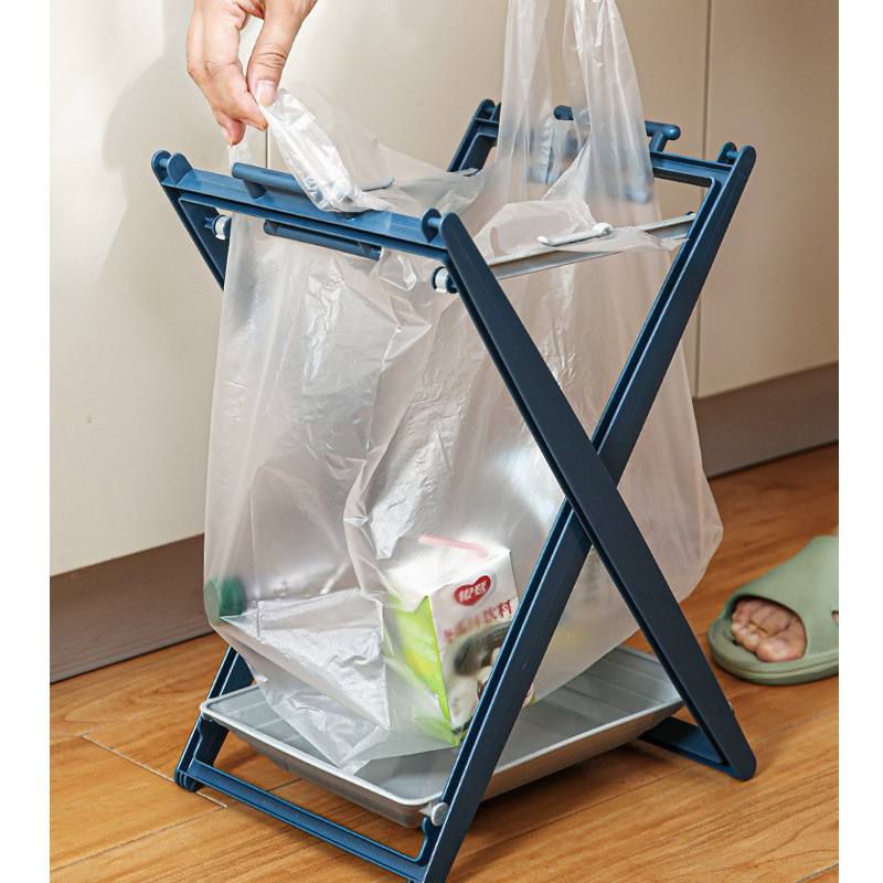Japanese folding garbage rack kitchen with tray trash can outdoor camping garbage bag rack plastic bag support frame