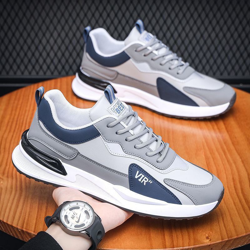 New model of men's sneakers for spring and autumn, waterproof, suitable for sports, running, casual wear, work, versatile trendy shoes, non-slip, mesh surface, wear-resistant