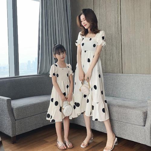 Mother-daughter parent-child clothing summer fashion new trendy dress Internet celebrity Korean version polka dot chiffon skirt one piece wholesale