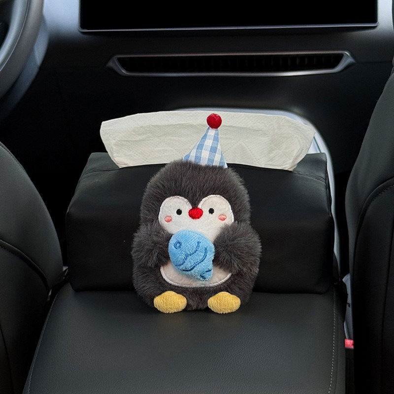 2026 New Car Tissue Box, Car Armrest Tissue Bag, Seat-mounted Car Tissue Bag, Cute Penguin Design for Women