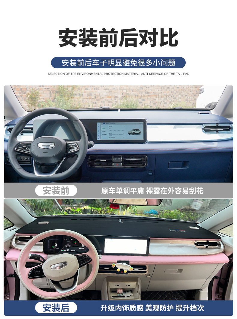 Geely Geometry E Firefly Avoidance Pad Central Control Instrument Panel Sunshade, Sun Protection, Heat Insulation, Decorative Car Anti-reflection