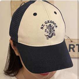 BM风美式龙刺绣字母拼色棒球帽女bm辣妹可调节防晒遮阳帽子鸭舌帽