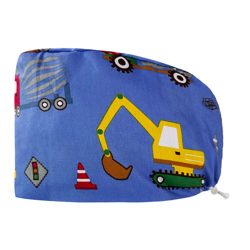 Gorro redondo de algodón puro para hombre y mujer, gorro bonito con estampado de UCI quirúrgico y hebilla, gorro de trabajo ajustable para médico y Hospital, gorro de enfermera