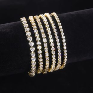 Fashion 18K Gold Bracelet Set with Moissanite Tennis Chain Pear Shape 9/10/14K Gold 0.35 Carat Bracelet Water Drop