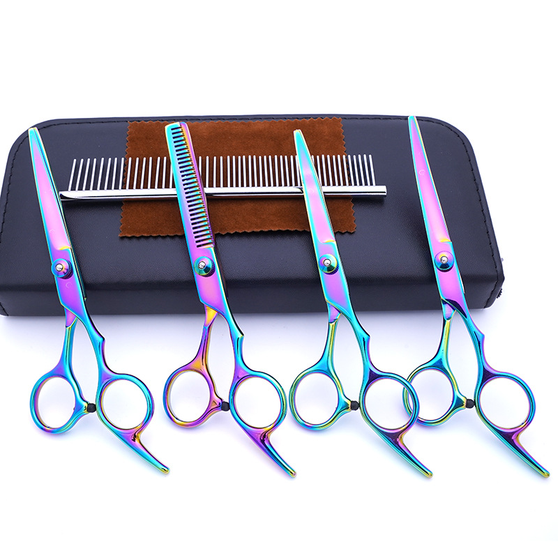 Directo de fábrica de acero inoxidable tijeras para mascotas perro belleza especial tijeras de corte de pelo Teddy corte de pelo traje