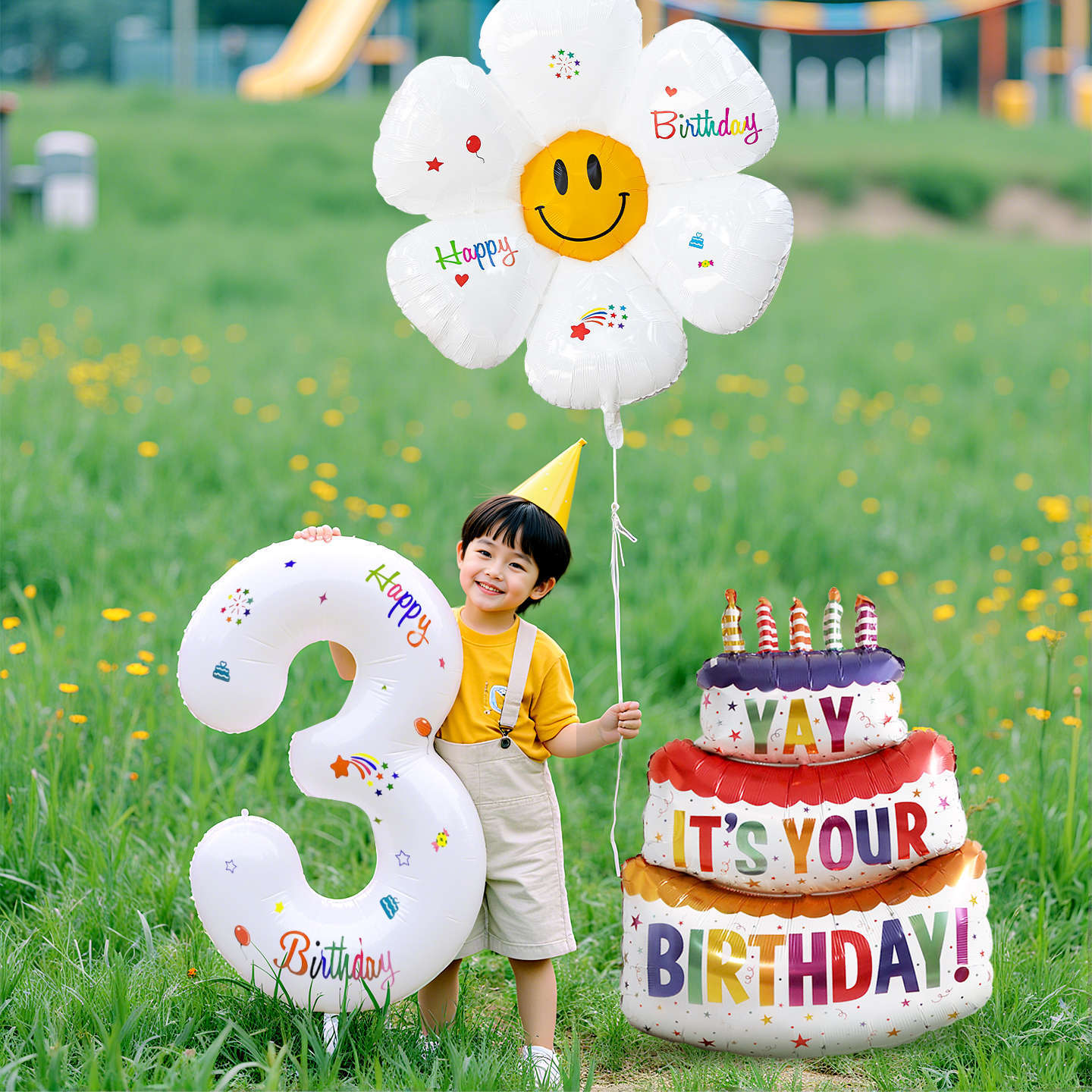 Baby Girl Kids 3 Years Old Digital Balloon Boy Birthday Decoration Scene Outdoor Atmosphere Photo Props