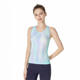 LULU High Elastic Breathable Aurora Magic Color New Women's Sleeveless Vest Cool Breathable Smooth Vest for Women