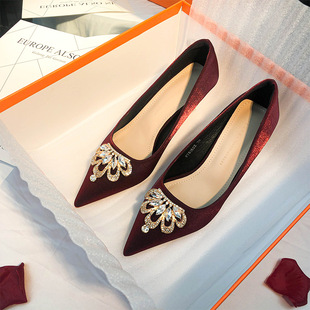 61502-119A French High Heels Women's Stiletto Autumn Design Niche Elegant Celebrity Wedding Dress Wedding Bride's Shoes