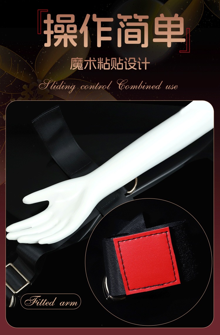 Bed Restraint Set with Alloy Clips, Black Polyester Bondage Kit for Couples — detail image 6