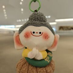 XM现货云冈石窟文创佛小伴莲花合什小佛车挂件包挂件毛绒钥匙扣