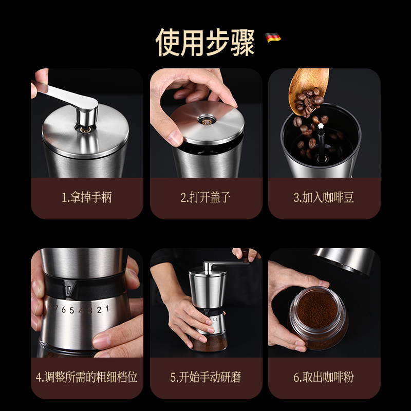 コーヒー豆グラインダー、豆挽き機、手挽きコーヒーマシン、手動手動コーヒー豆挽き、ポータブルグラインダー|undefined