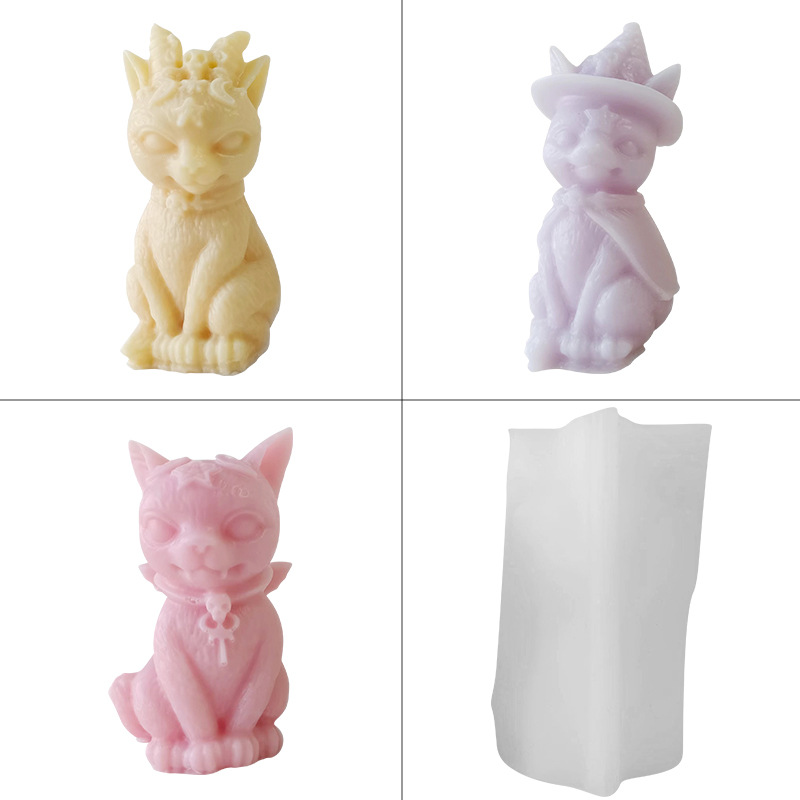 Nuevo molde de silicona gatito tridimensional DIY resina epoxi molde gatito aromaterapia hecho a mano decoración de la vela herramienta abrasiva