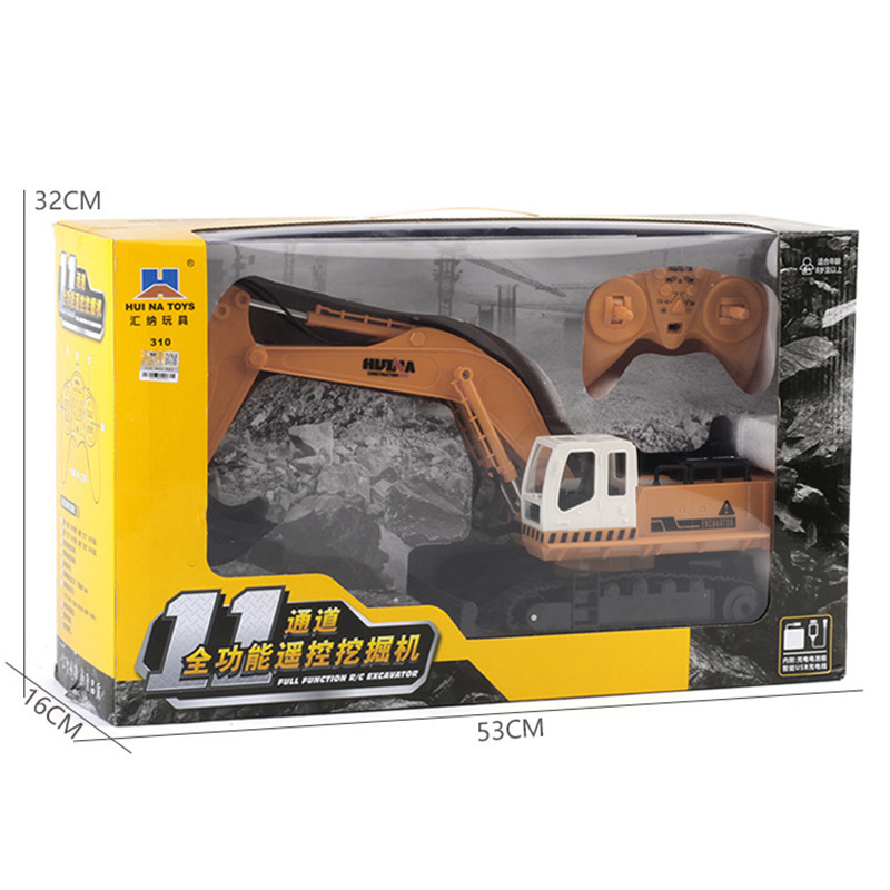 Huina 310 excavadora 11 canales de control remoto excavadora de juguete eléctrico vehículo de ingeniería de control remoto para niños