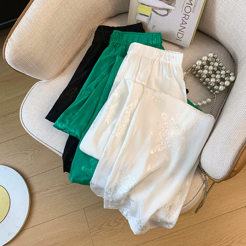 Реальный выстрел в новом китайском стиле, жаккардовые брюки с широкими ножками в китайском стиле, ретро-женский национальный стиль, улучшенные дикие брюки