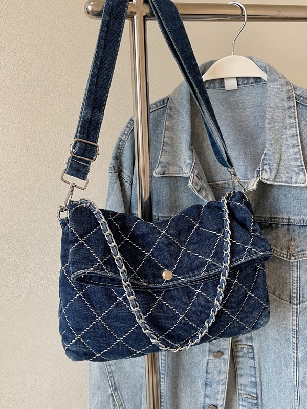 Bolso de viaje de gran capacidad para mujeres 2025, nuevo bolso de hombro jeans de moda, bolso de diamante de verano