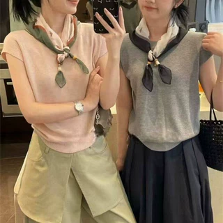 欧洲站2026春季新款时尚洋气圆领纯色百搭显瘦针织衫女毛衣配丝巾