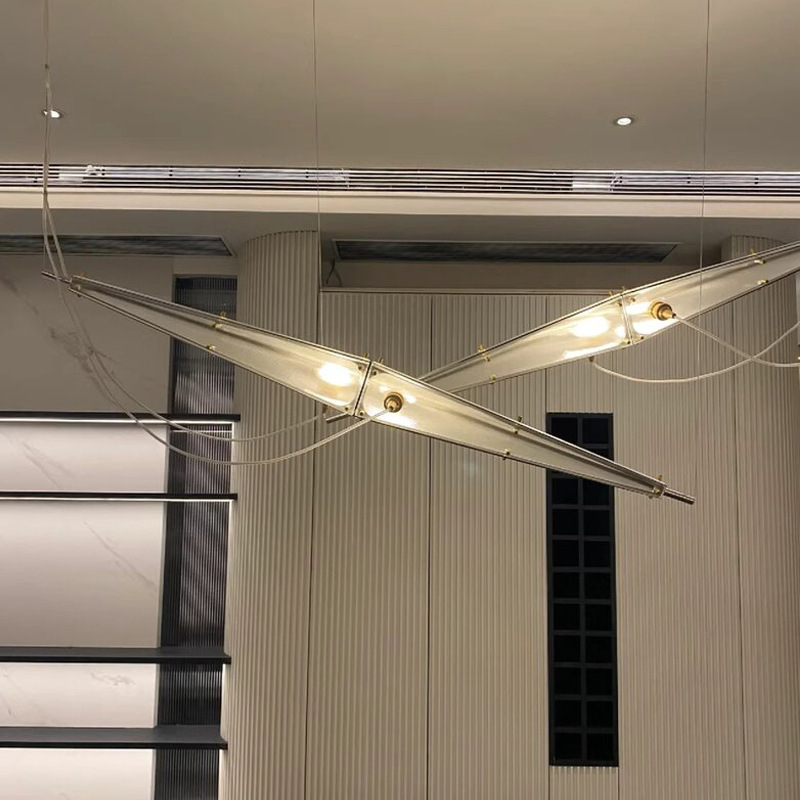 Designer Loft Restaurant Chandelier Simple Bauhaus Art Niche Hollow Stairwell Bar Counter Living Room Cafe