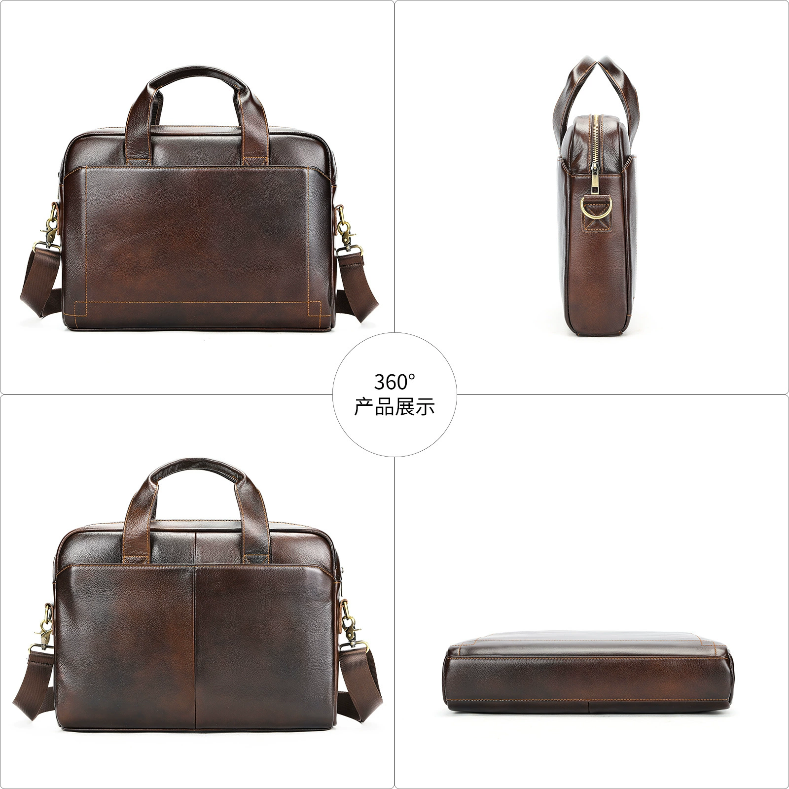 Leather bag, laptop, genuine leather, cowhide
