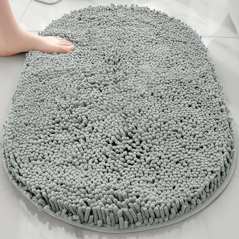 Alfombra absorbente de baño de chenilla ovalada Alfombra de pie de puerta de baño Alfombra antideslizante de entrada de baño Alfombra de dormitorio
