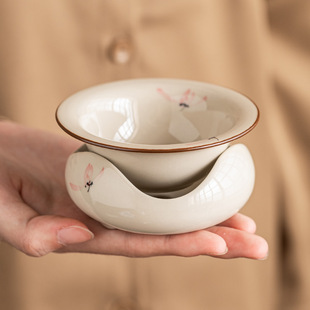Factory hand-painted pink orchid tea drain tea filter tea screen tea set accessories fair cup ceramic tea strainer