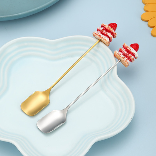 Stainless steel spoon high appearance 430 household spoon creative cartoon coffee spoon mixing spoon tableware set wholesale