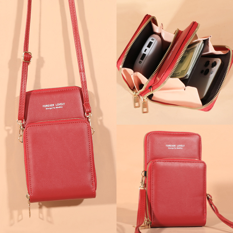 2021 New Wholesale Large Capacity Multifunction Monochrome Fashion Simple Shoulder Crossbody Lady Phone Bag
