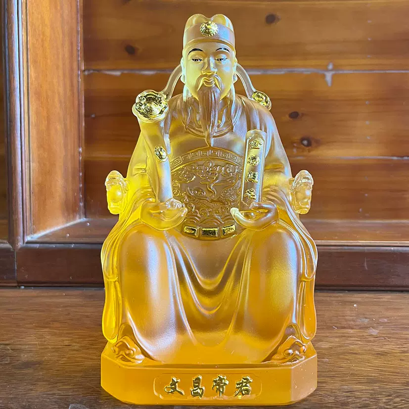 寺院千佛殿供奉古法琉璃文昌帝君神像 仿琉璃文昌星君神像摆件